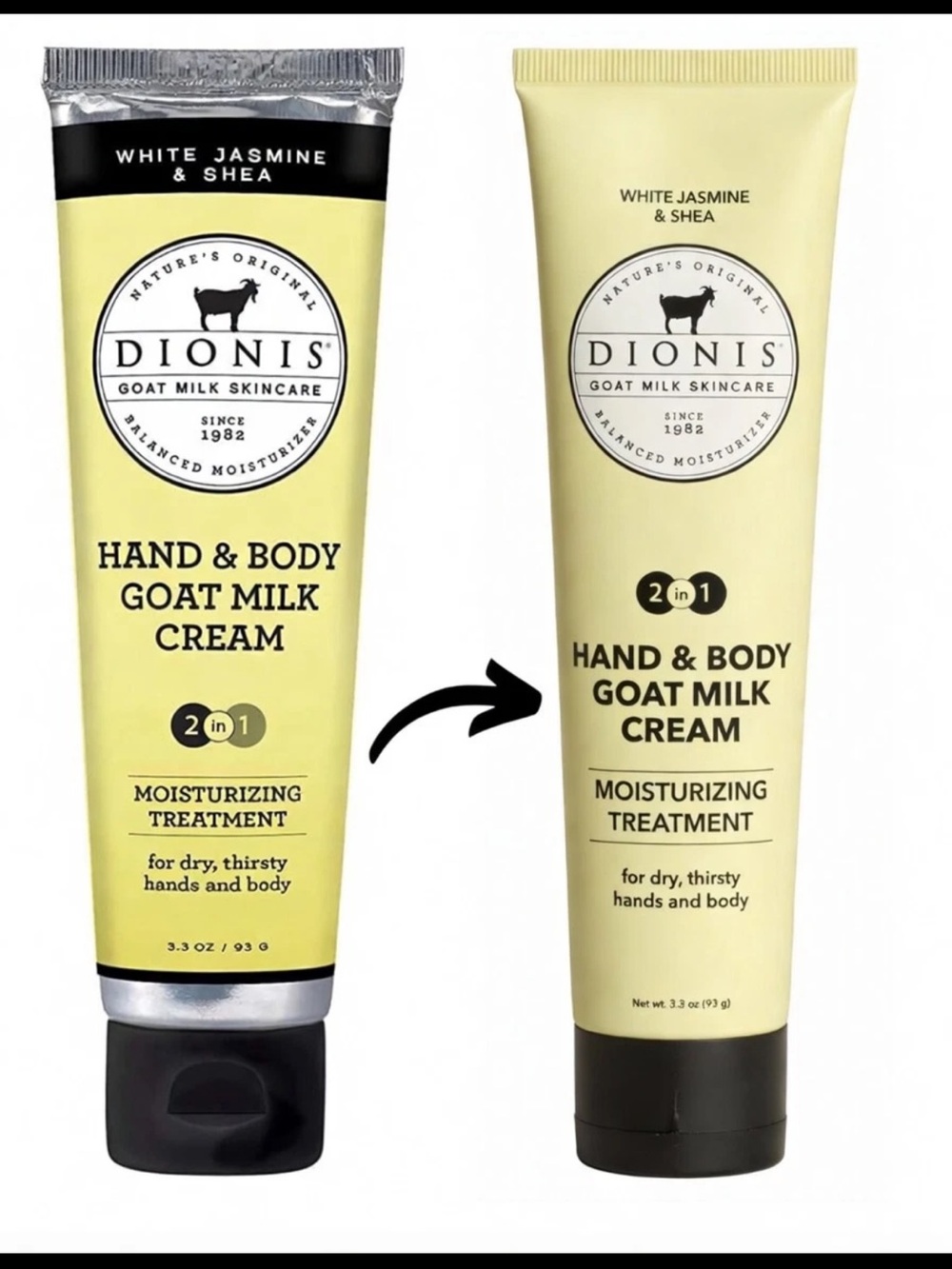 Dionis White Jasmine & Shea Hand & Body Goat Milk Cream - 3.3oz